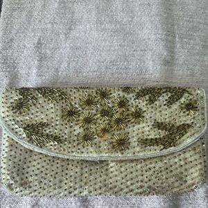 Elegant Beaded Clutch in Gold